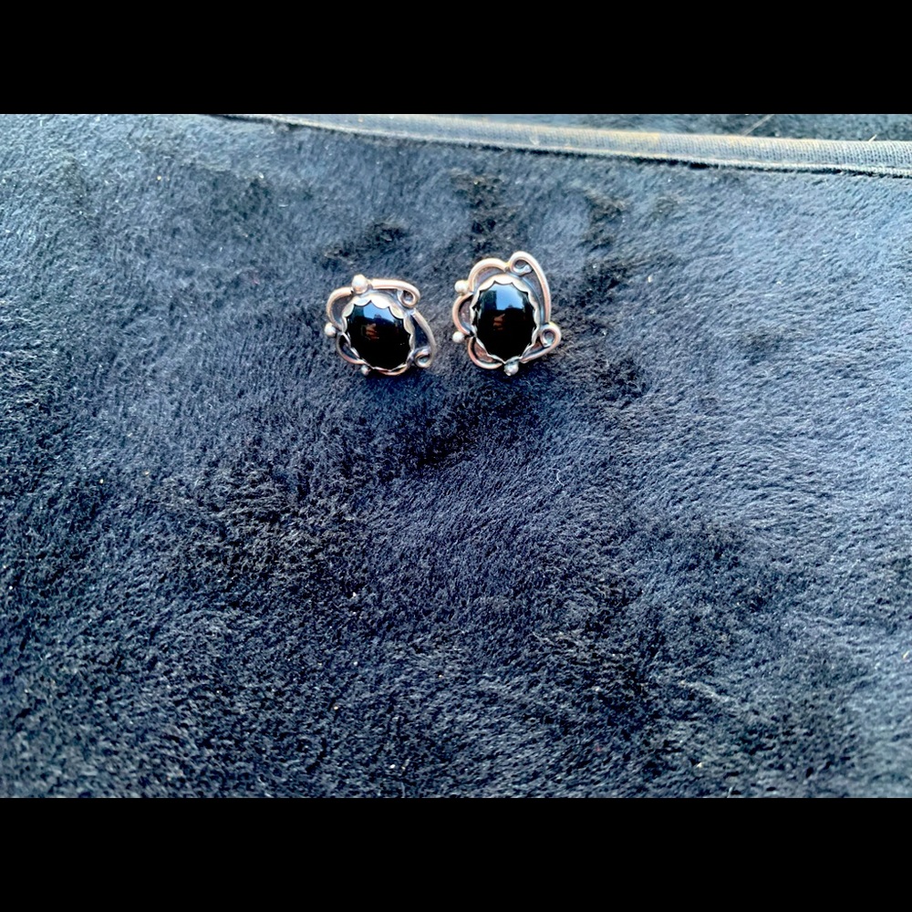 Custom Handmade Onyx Earrings set in Sterling Silver